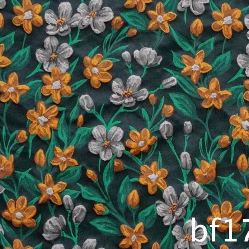 Textured country-style multi-color small flower relief floral jacquard fabric for women's dress and shorts