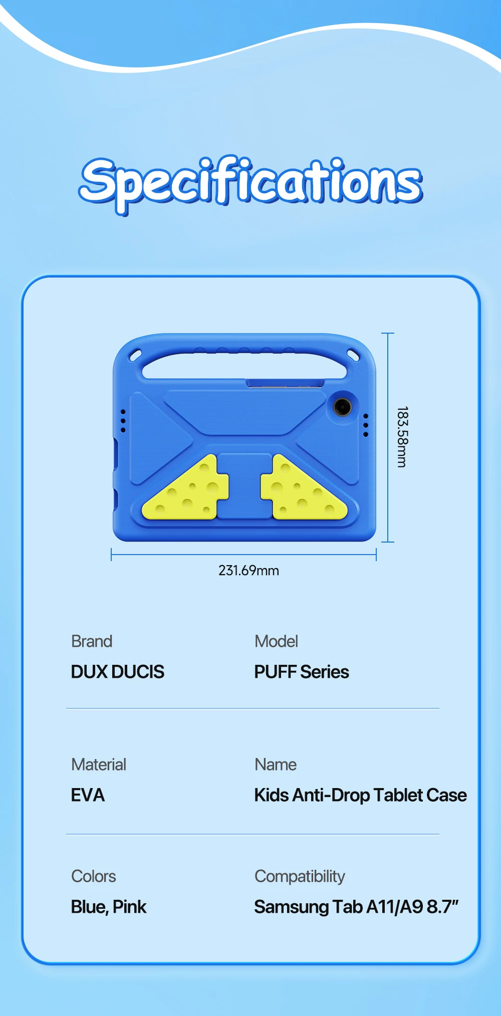 DUXDUCIS stoßfeste EVA-Hülle für Kinder für Samsung Galaxy Tab S11/S10 Lite/S9 FE/S8 11 Zoll Tab A9 8.7 A11 Plus Anti-Drop-Ständer-Abdeckung – Detail 14