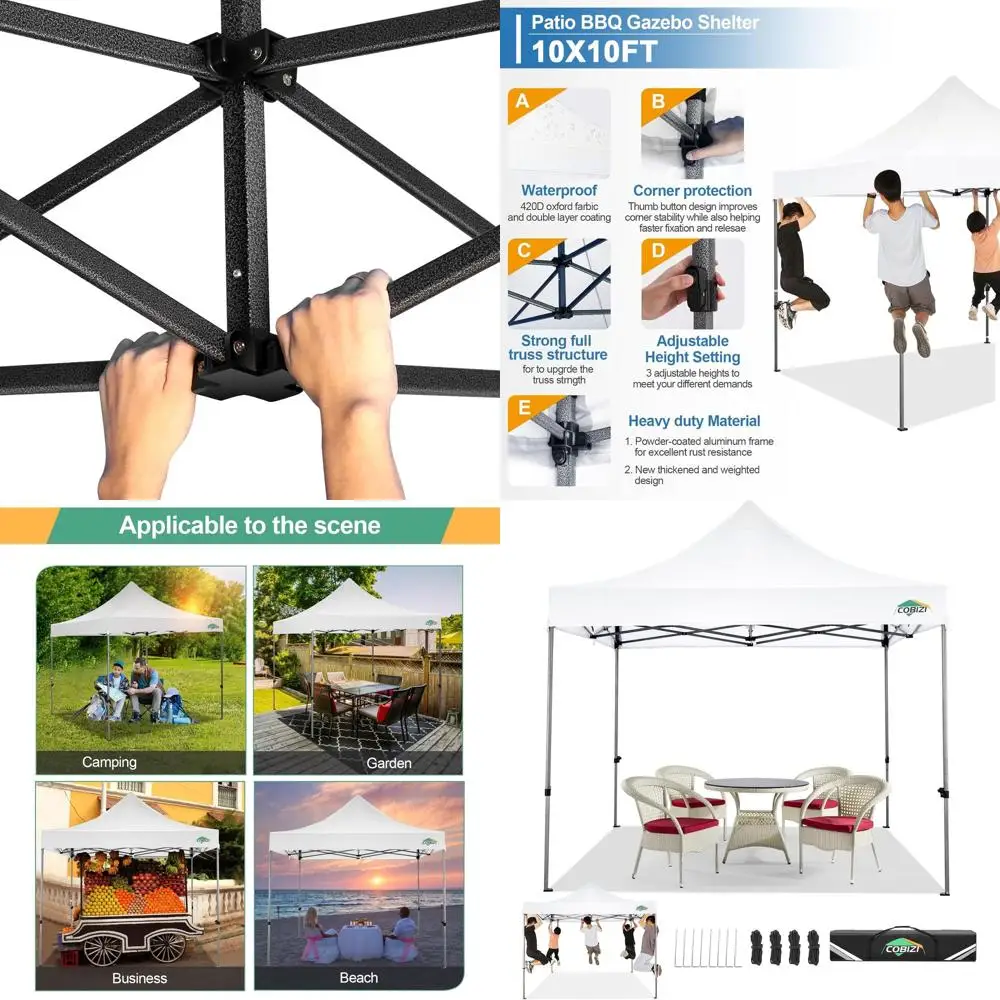 

10x10 Heavy-Duty Waterproof Canopy Tent with UPF 50+, Windproof, Easy Setup for Outdoor Parties and Events, White