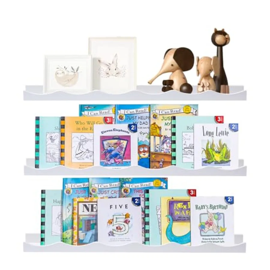

Floating Bookshelf for Floating Shelves for Wall Cloud Picture Ledge Shelf 23.6 Inch Nursery Book Shelves Set 3 Baby Book Shelf