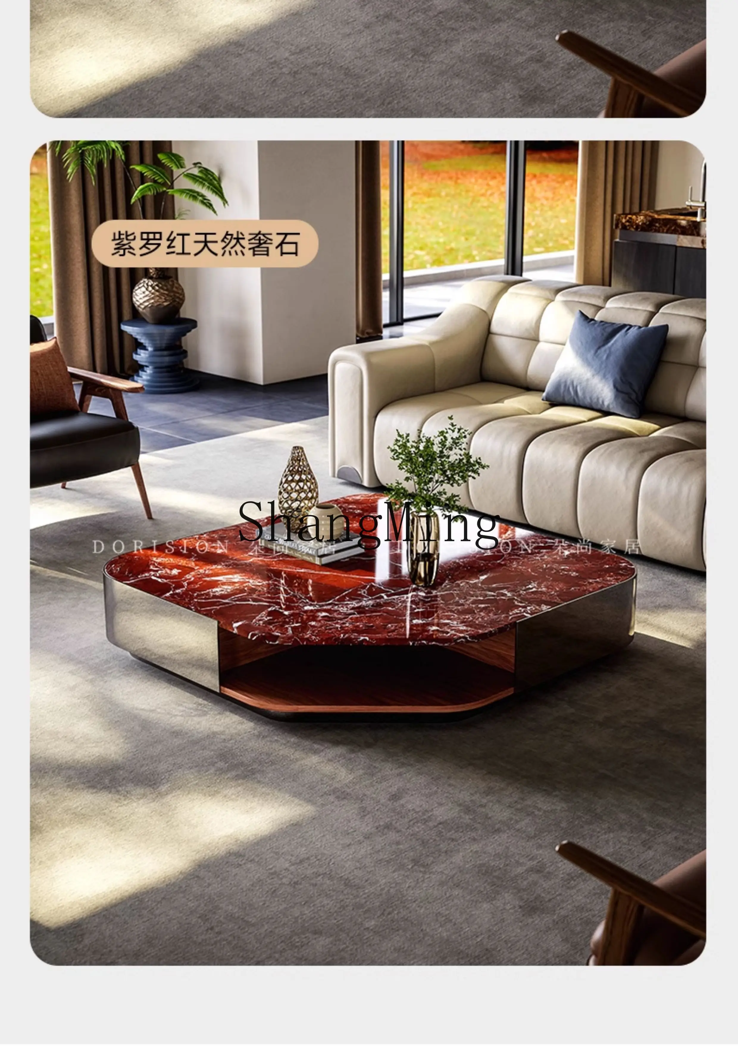 CL Minimalist Coffee Table for Living Room, New High-End Modern Light Luxury Marble Coffee Table with a Sense of Sophistication