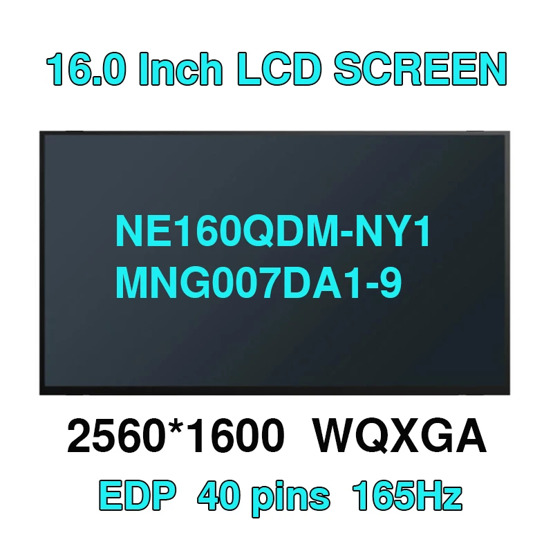 

16.0-дюймовый QHD+ 2K 165Гц ЖК-экран NE160QDM-NY1 MNG007DA1-9 для игровых ноутбуков Ideapad Gaming 3-16IAH7, 3-16ARH7, Legion 5 Pro-16IAH7H, S7-16IAH7, 40-контактный