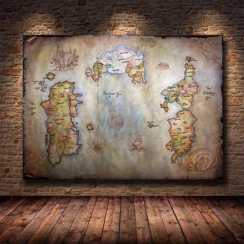 World of Warcraft Game Map art posters Canvas Painting Wall prints Pictures for Living Room Bedroom Game Room Home Decor Cuadros