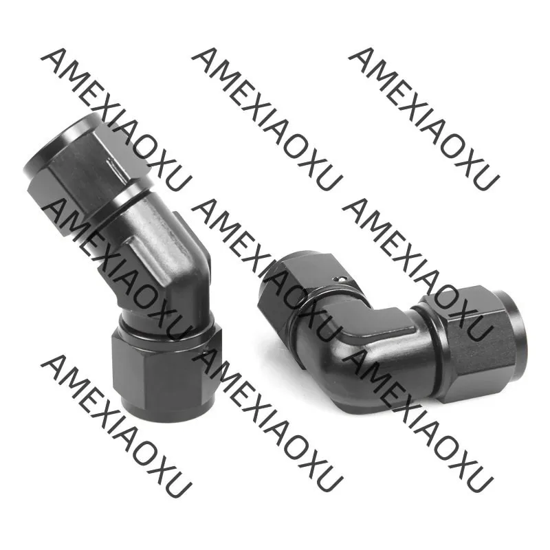 AN4 AN6 AN8 AN10 AN12 Female Thread To Hose End Pipe Adapters for Braided Line 45 90 Degree Swivel Elbow Hose Fittings Black