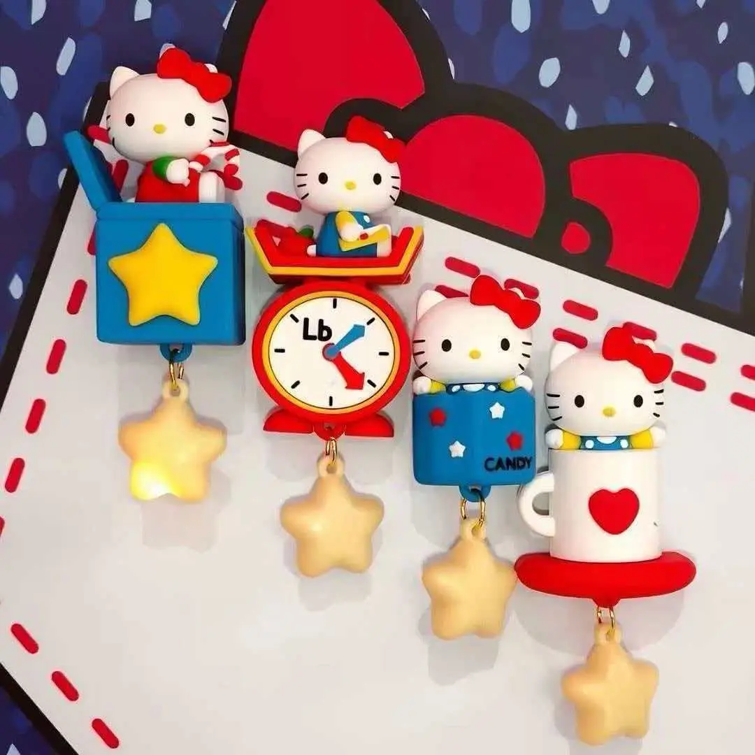 In Stock Sanrio Hellokitty Retro Restaurant Series Star Glow Fridge Magnet New Year Sanrio Hellokitty Collectibles Toy view 6