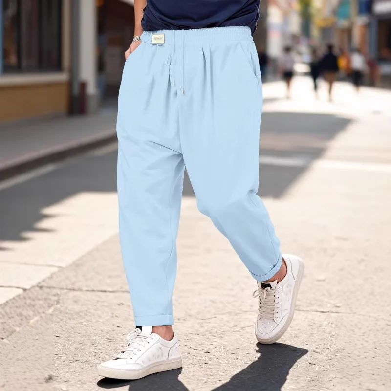 

Новые мужские летние модные брюки Slim Plus, стильные и дышащие спортивные брюки с узкими штанинами, универсальные и свободные укороченные брюки