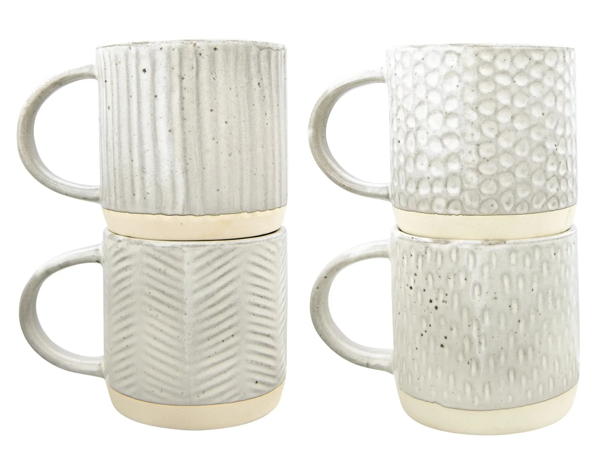 

12 Oz Embossed Stoneware Mug with Reactive Glaze (set of 4 Patterns/each Pattern Will Vary)