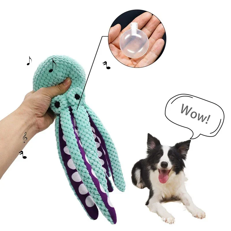 Dog Interactive Toys Sound Plush Octopus Chewing Toys Durable Stuffed Puppy Toys Puppy Boredom Companion Dog Accessories