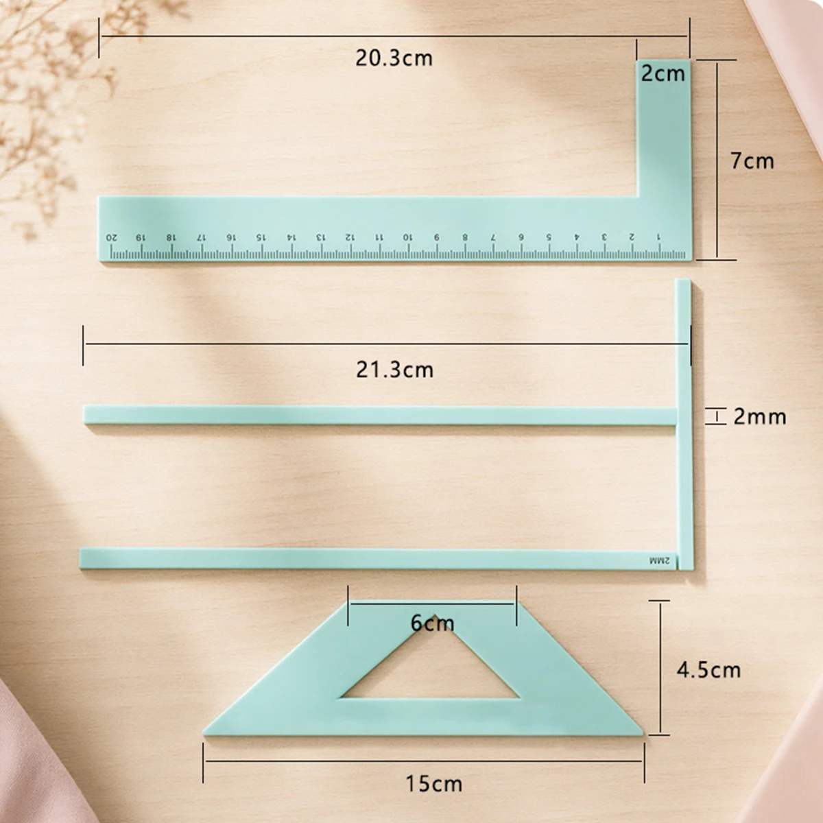 4Pcs Book Binding Positioning Ruler Set, DIY Journal Scrapbook Cover Making Tool Kit Multifunctional Plastic Measuring Ruler