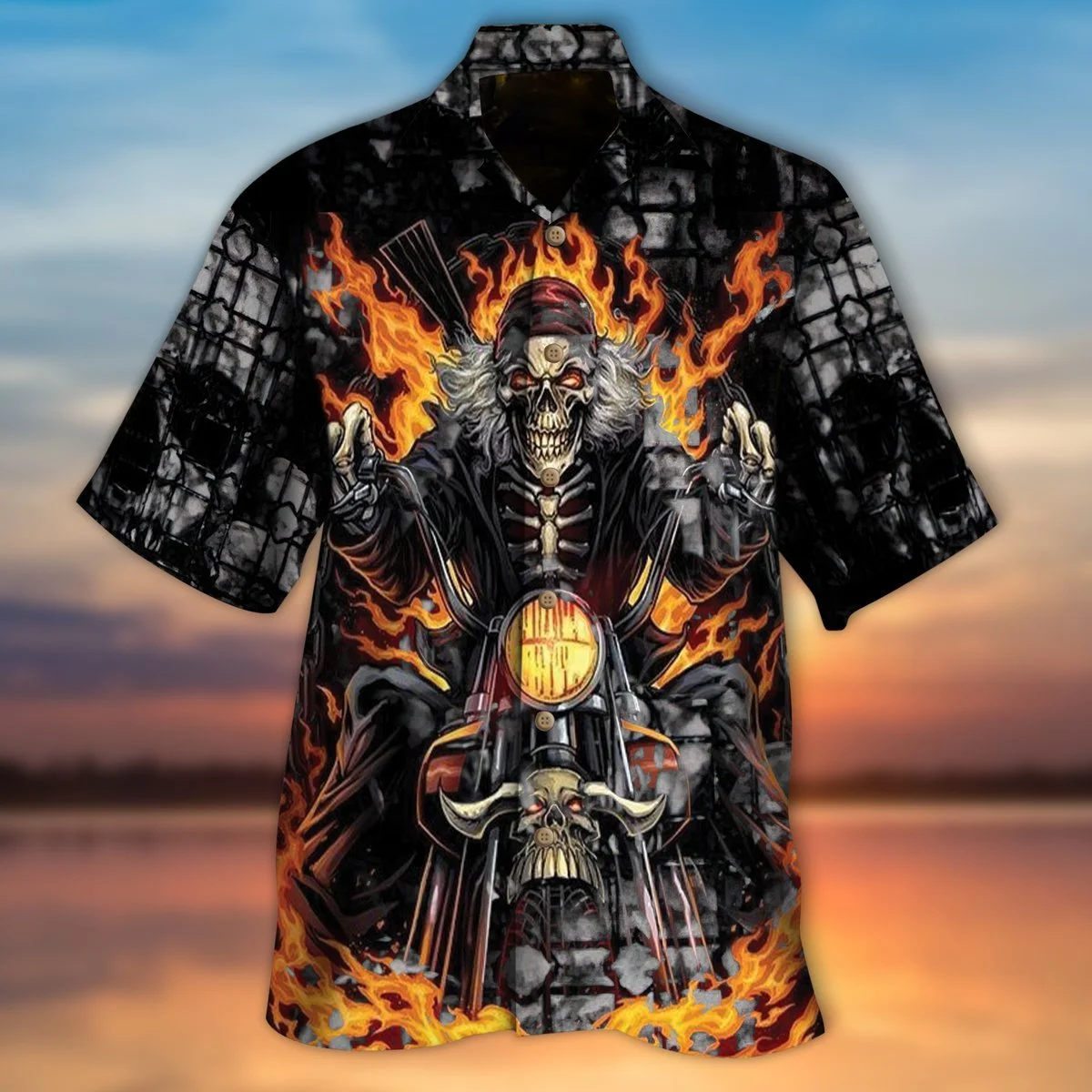 2023 Men\'s Summer Hawaiian Shirts 3d Skull Men\'s Shirt  Casual Short Sleeves Loose Casual Fashion Short Sleeve Tops Male Clothes