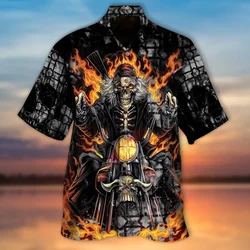 2023 Men's Summer Hawaiian Shirts 3d Skull Men's Shirt  Casual Short Sleeves Loose Casual Fashion Short Sleeve Tops Male Clothes