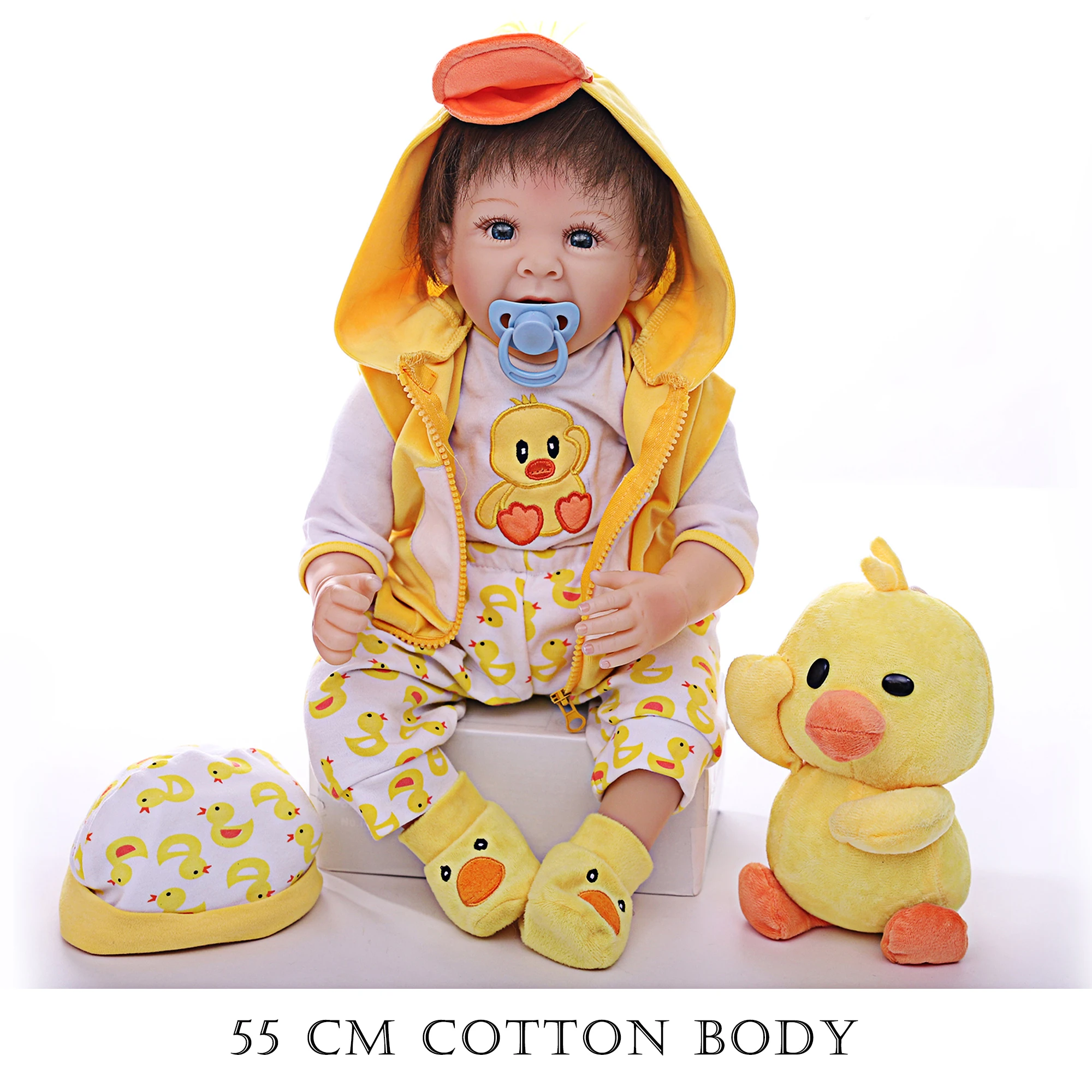 

55 Cm Reborn Doll Boy Soft Silicone Baby Dolls Simulated Real Face Cute Toddler Toy For Girls Birthday Gift