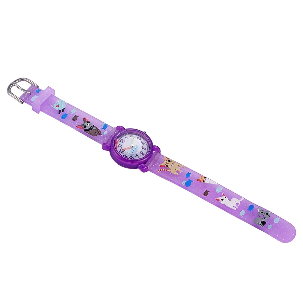 Cartoon Kitty Purple Cartoon Watch Creative Quartz Wristwatch for Lovely Cat Watch Cute Gift for