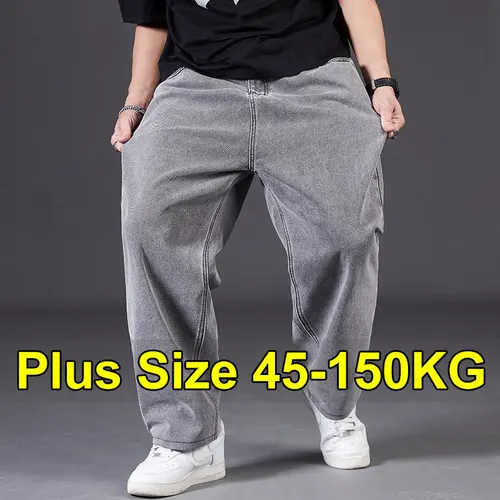 Imagen 1 del producto Pantalones vaqueros de talla grande para hombre, pantalón vaquero holgado con cintura alta elástica, pantalones vaqueros holgados grandes para hombre, ropa clásica negra, azul y gris