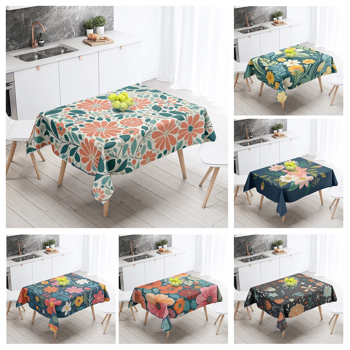 

Vintage Plant Printed Tablecloth Living Room Cafe Coffee Table Waterproof Rectangular Tablecloth Modern Home Decoration