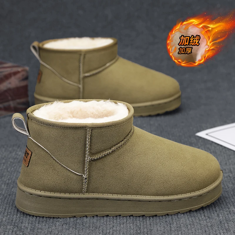 

Зимние ботинки для мужчин и женщин из замши - высокие зимние ботинки на хлопковой флисовой подкладке для пар, нескользящие ботинки для холодной погоды