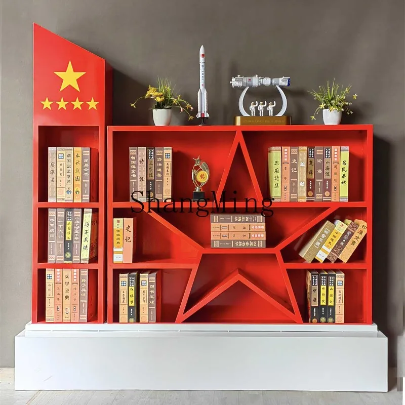 FG good-looking  wrought iron creative bookshelf theme cultural bookcase honor cabinet