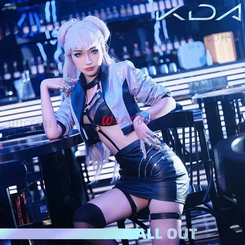 CyGame LOL S10 KDA Cosplay Costume Evelynn Cosplay Costume Women Sexy KDA All Out Evelynn Costume Halloween Bra Skirt Full Set view 3