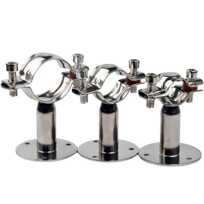 Stainless steel Water pipe bracket With base PVC pipe clamp OD 19-219MM height 45-100mm