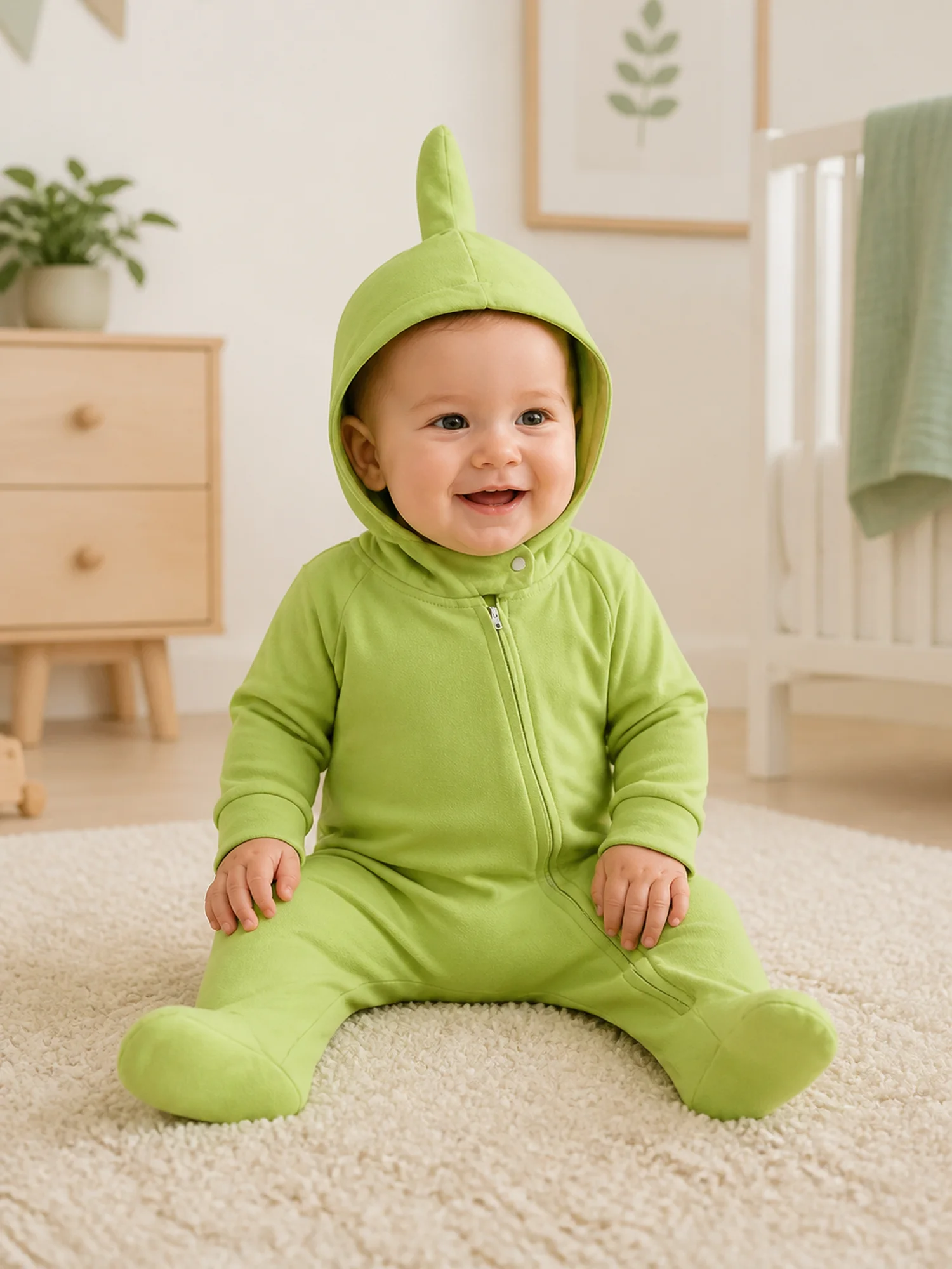 Baby Dinosaur Hooded Footed Romper 95% Cotton Zipper Long Sleeve Jumpsuit Newborn Infant Cartoon Costume Outfit for Boys Girls