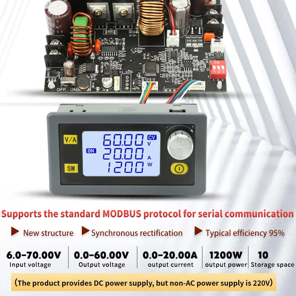 LCD Display CNC Adjustable DC Supplys Base Plate Constant Voltage and Current 20A 1200W Step-down Module