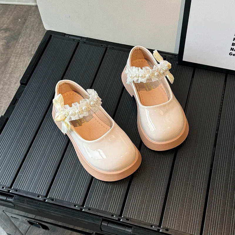 Girls Leather Shoes for Party Wedding Soft Sole Children Princess Mary Jane Shoes Fashion Kids Performance Shoes with Bow-knot