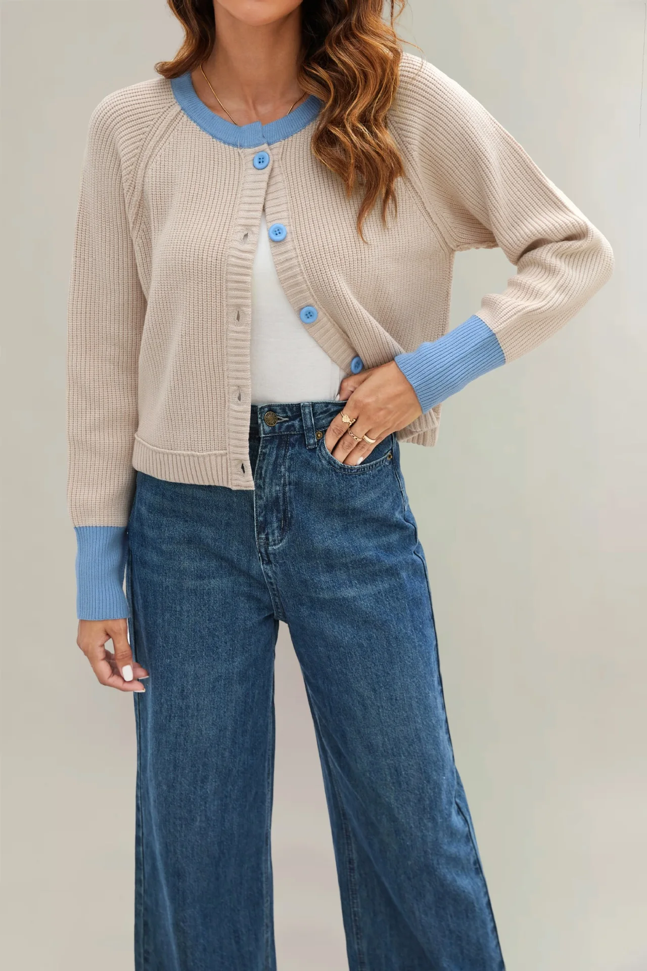 

Кардиган, пальто, женский вязаный свитер, куртка в стиле пэчворк, однобортный, с круглым воротником, винтажный трикотаж, верхняя одежда, осень-зима