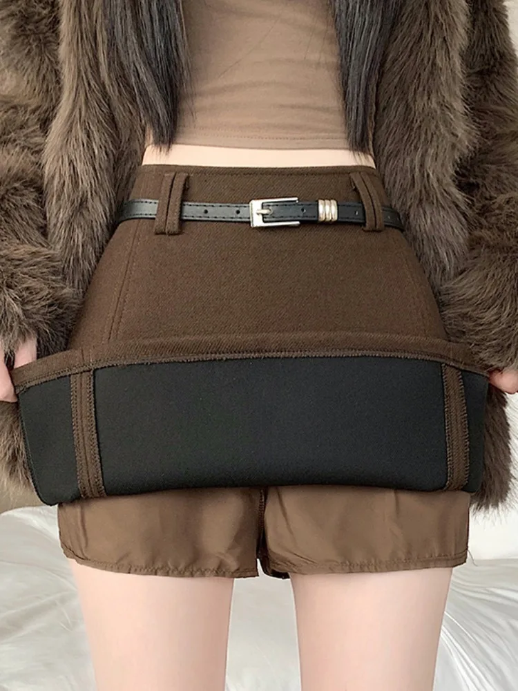 Koreaanse Sle Commuter Afslankende Wollen A-lijn Rok Dames Faionable Casual Hoge Taille Rok voor Herfst Winter