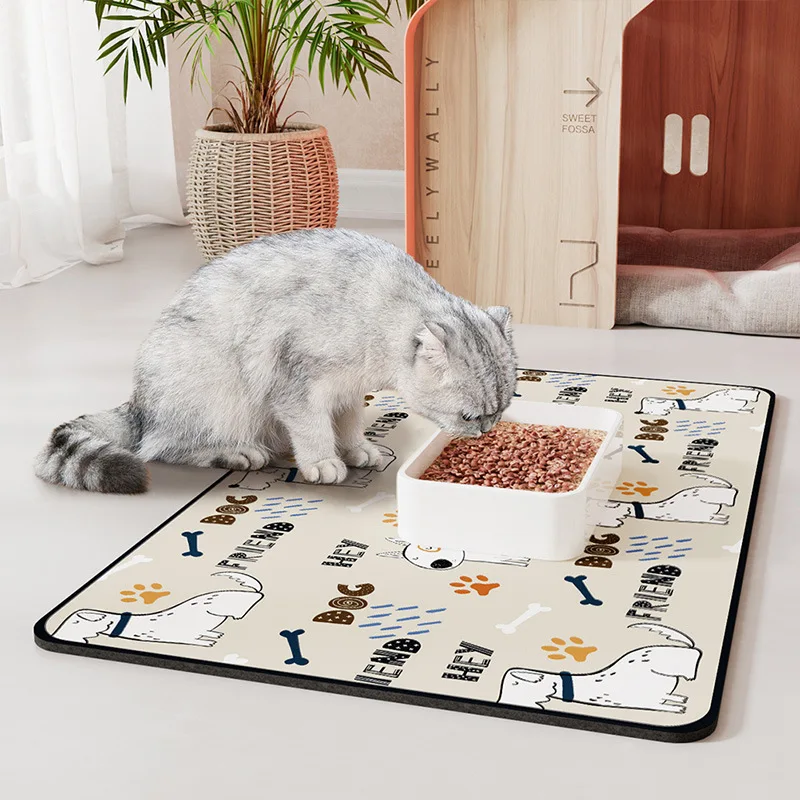 

Pet Feeding Mat Absorbent Dog Mat for Food and Water Bowl Pet Placemat No Stains QuickDry Cat Mat Puppy Dog Accessories Supplies