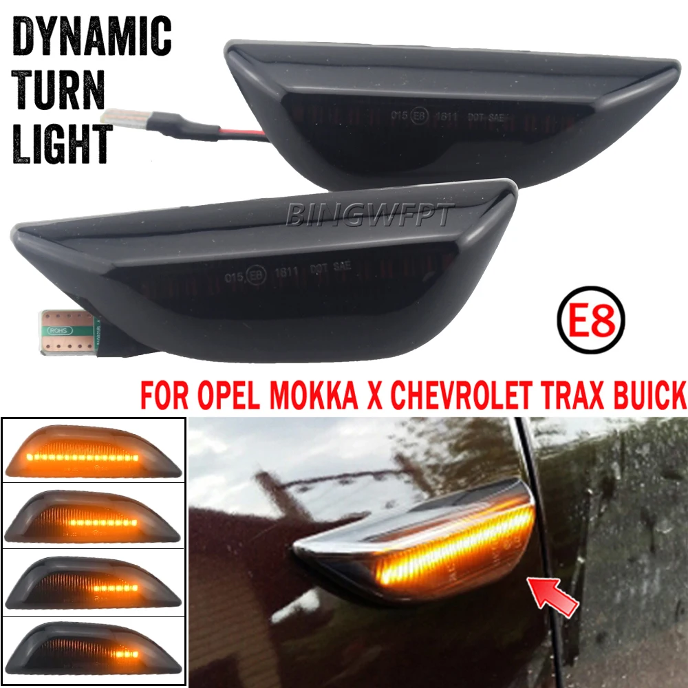 1Pair Dynamic Flowing Turn Signal Side Marker Light For Opel Mokka X 2012-2020 For Chevrolet Trax 2013-2019 For Buick Encore