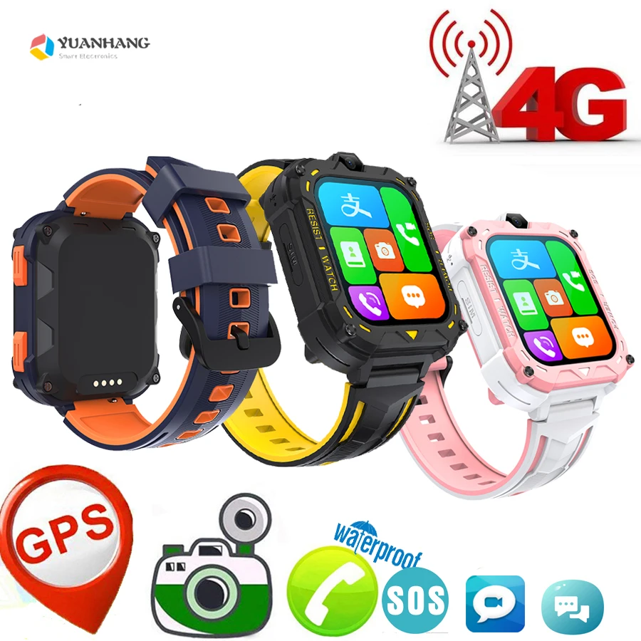 Smart 4G GPS WI-FI Tracker Locate Kids Student Remote Camera Monitor Smartwatch Two-way Voice SOS Video Call Android Phone Watch