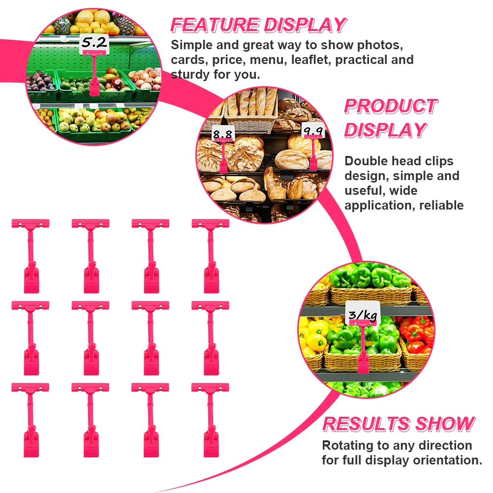 

12 Pcs Accessories Price Tag Holder Merchandise Tags Plastic Double Head Display Clip Sign