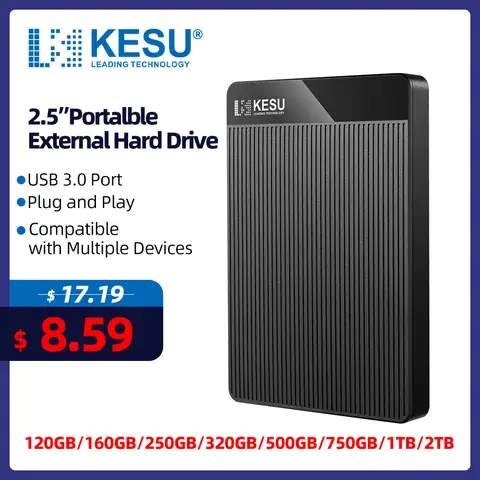KESU Portable External Hard Drive 500gb/1tb/2tb HD Memory USB HDD Storage Device Hard Disk Removable Desktop Notebook Computer