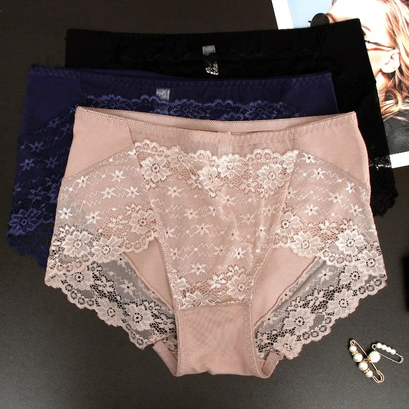 Ladies Underwear Pure Cotton Trackless Naked 2024 Sexy High Appearance Level Lace Pure Air Breathable Triangle Shorts Comfort