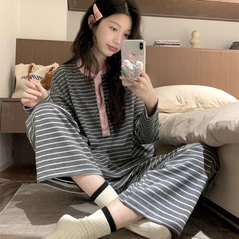 

Pjs Setwomen's Pajama Setwomen's Spring and Autumn Pajamasfashionable Home Clothes, Pajamaskorean Minimalismcute and Soft