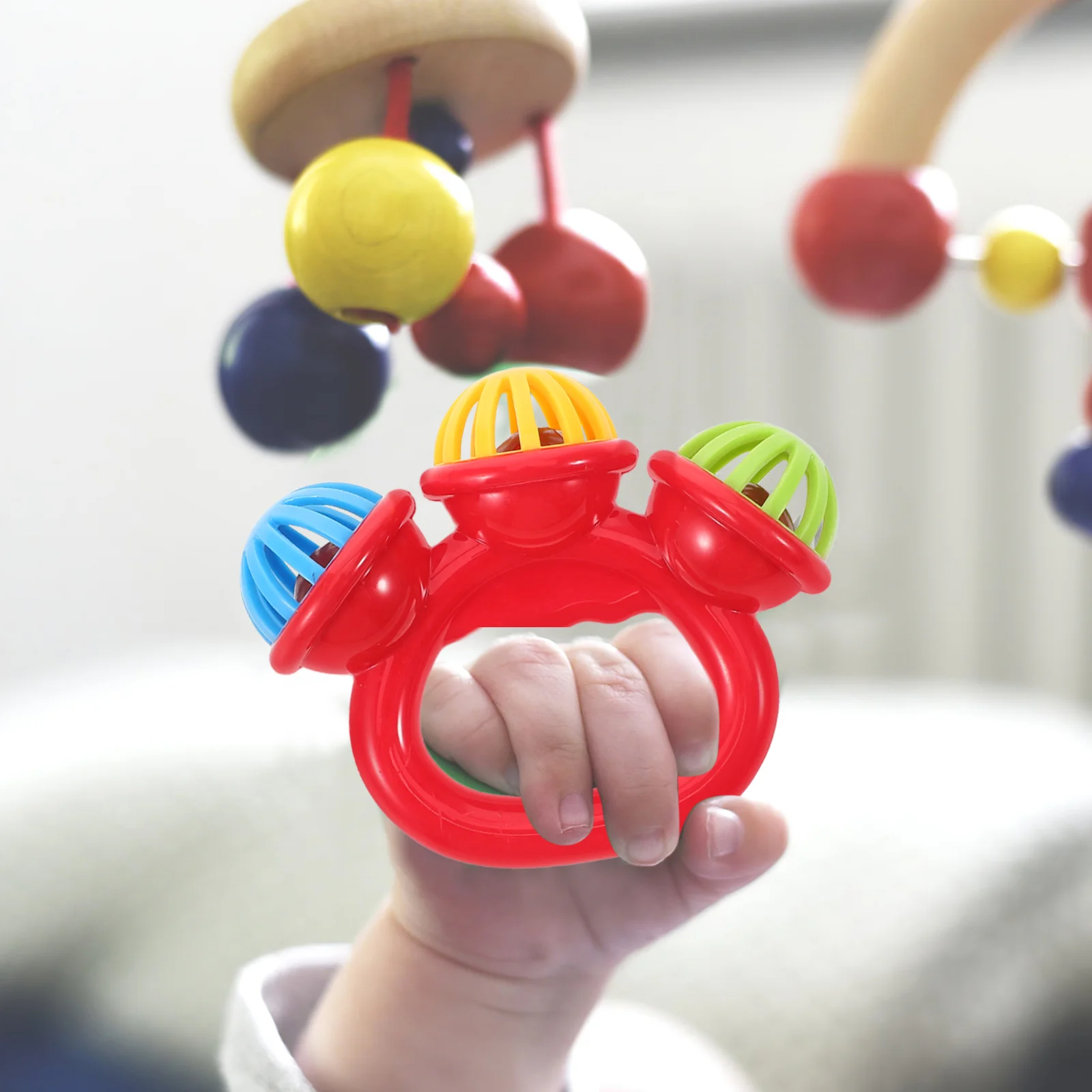 Sonajero calmante para bebés y niños pequeños, campanilla de bola, sonajeros para recién nacidos, anillos, juguetes sensoriales para bebés, sacude los enlaces, dentición para niños