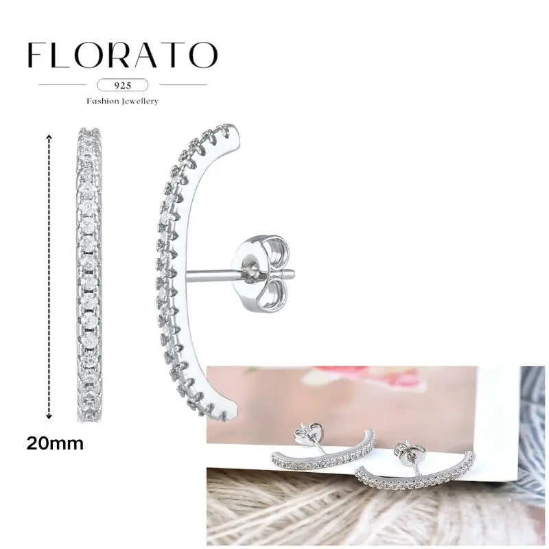 Knorpel-Ohrringe aus 925er Silber, modische C-förmige Zirkon-Ohrstecker, europäische und amerikanische geometrische Piercing-Ohrringe für Frauen, Schmuck