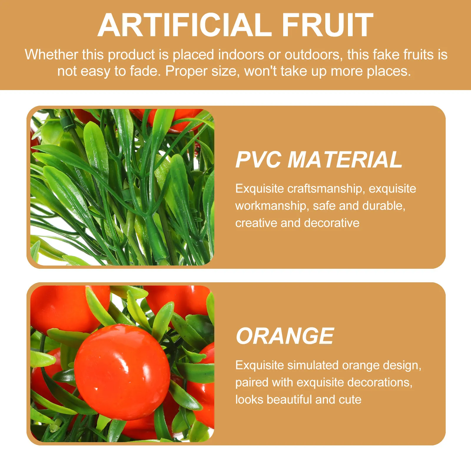 2Pcs Vivid Fake Fruits Bunch Small Artificial Orange Bouquet for Home Decor Office Desk Tabletop Kitchen Shelf Wedding Birthday