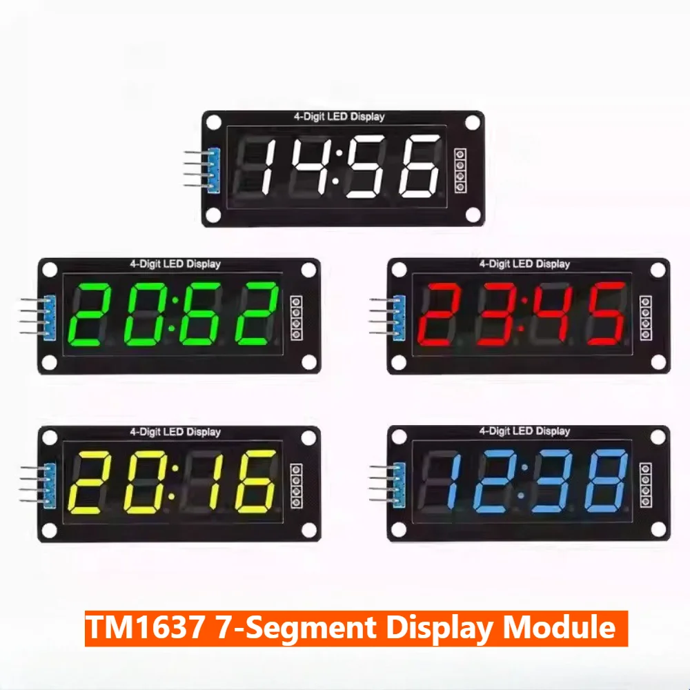 TM1637 0.56 Inch 4-Digit 7-Segment Clock Display Module Red Blue White Green Yellow 2Pcs for Arduino