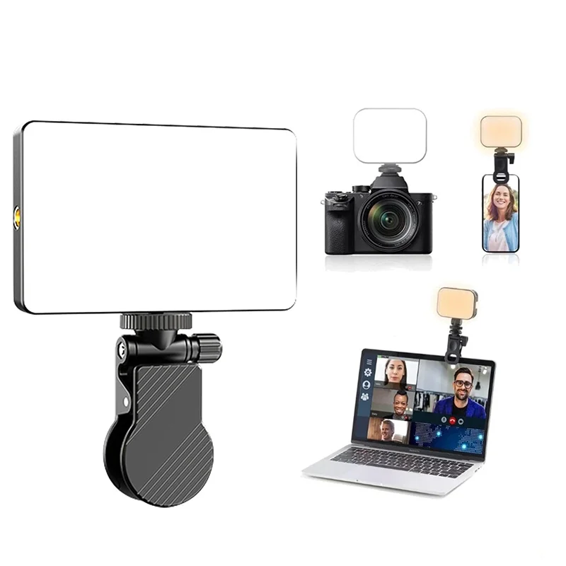 Portable LED Light Mini Selfie Clip-On Fill Lamp For Vlog Live Video Conference For iPhone/iPad/Macbook Phone PC Laptops Camera