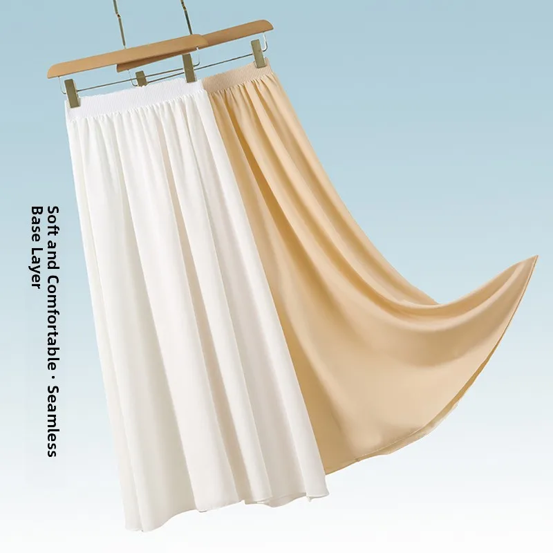Daily Wear Hanfu Inner Skirt Long Anti-Light Semi-Body Lace Sleep Skirt A-Line Loose Fit Sweet Style Cotton Silk Fabric