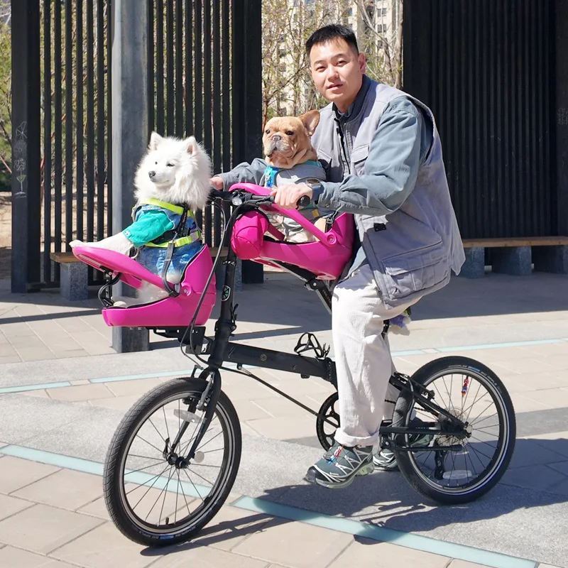 Folding Bicycle, Road Bike, Pet Basket, Dog Safety Seat