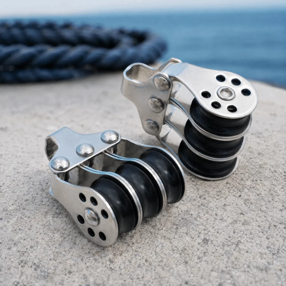 Marine Applications Stainless Steel Rope Pulley Nylon Rollers Locking Mechanism Locking Pulley Marine Pulley Yacht Sailboat