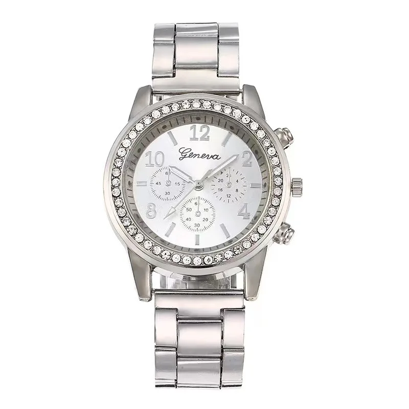 Reloj de cuarzo de tres ojos con tachuelas de diamante para mujer, reloj de negocios informal a la moda, reloj de escala minimalista, nuevo y popular