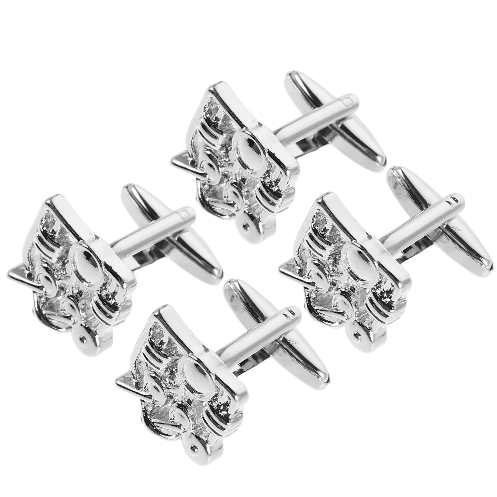 4Pcs Musician Drum Kit Cufflinks Alloy Vintage Suit Accessories for Groomsmen Wedding Music Lover Gift