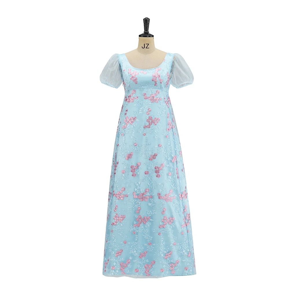 

Penelope Featherington Cosplay Costume Women High Waistline Jane Austin Regency Dress Halloween Carnival Tea Party Ball Gown