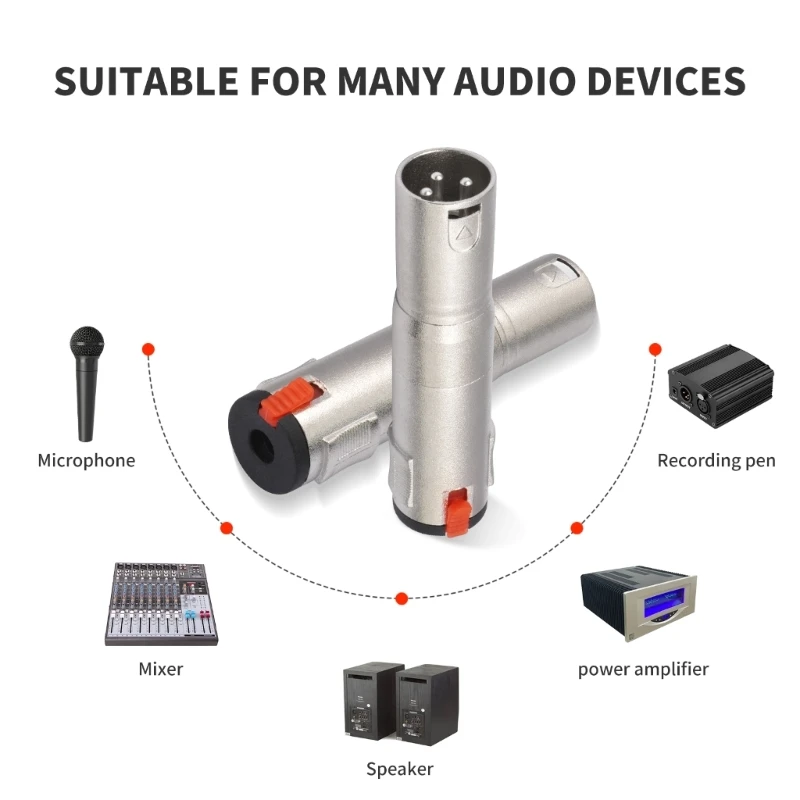 Metal 6.35mm 1/4 TRS Female To XLR Male Adapter For Uninterrupted Transfer In Professional Sound Setups