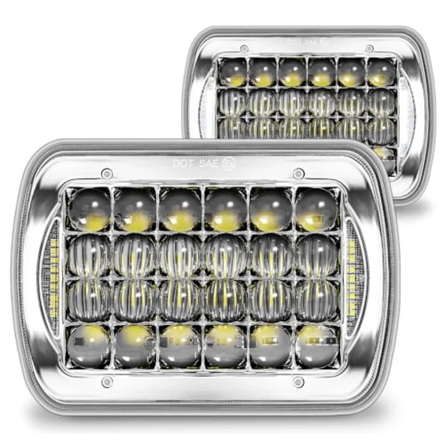 

TRUE MODS 7x6 5x7 H6054 LED Headlights H4 2B1 Sealed Beam Replacement Head Lamp for Jeep Wrangler YJ Cherokee XJ Chevy Express