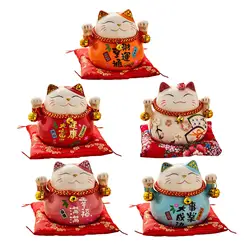 Cute Maneki Neko Good Luck Cat Piggy Bank Ceramic Figurine Blessing Ornament