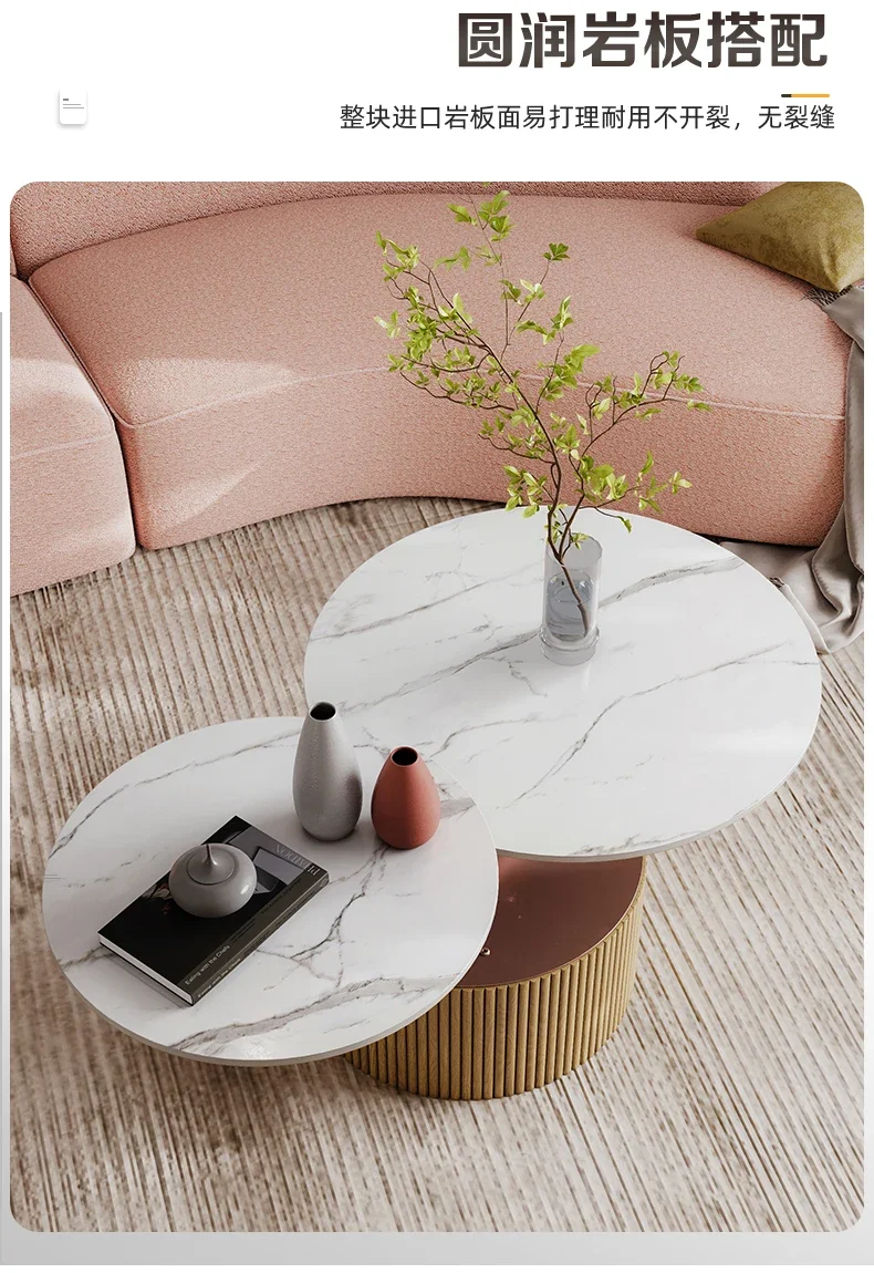 

Size round coffee table mother and child solid wood rock slab coffee table living room personalized creative small apartment